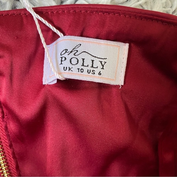 NWT Oh Polly Satin Lace Up Burgundy Corset Crop Top Zipper Closure Whimsigoth S - Picture 6 of 7